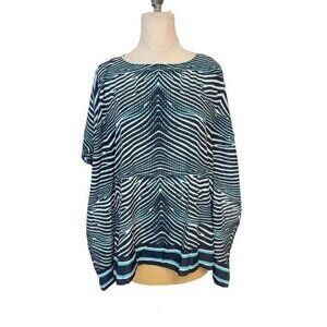 Michael Kos Teal Sheer Over Blouse Small/Medium